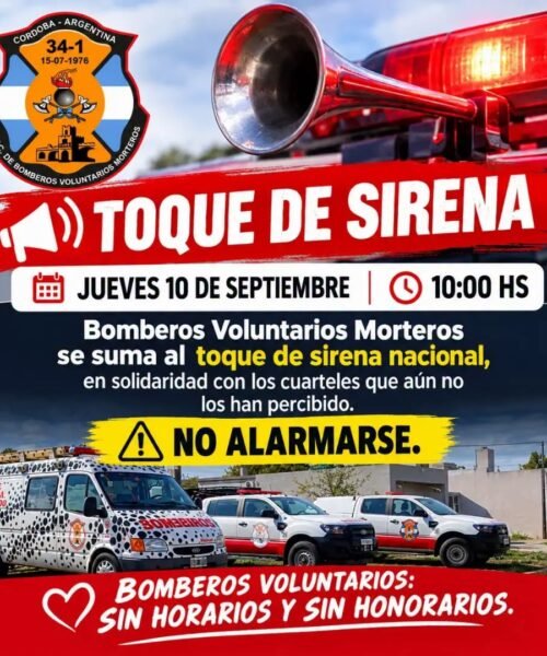 Sirenazo nacional a la hora 10 de los cuarteles de Bomberos Voluntarios